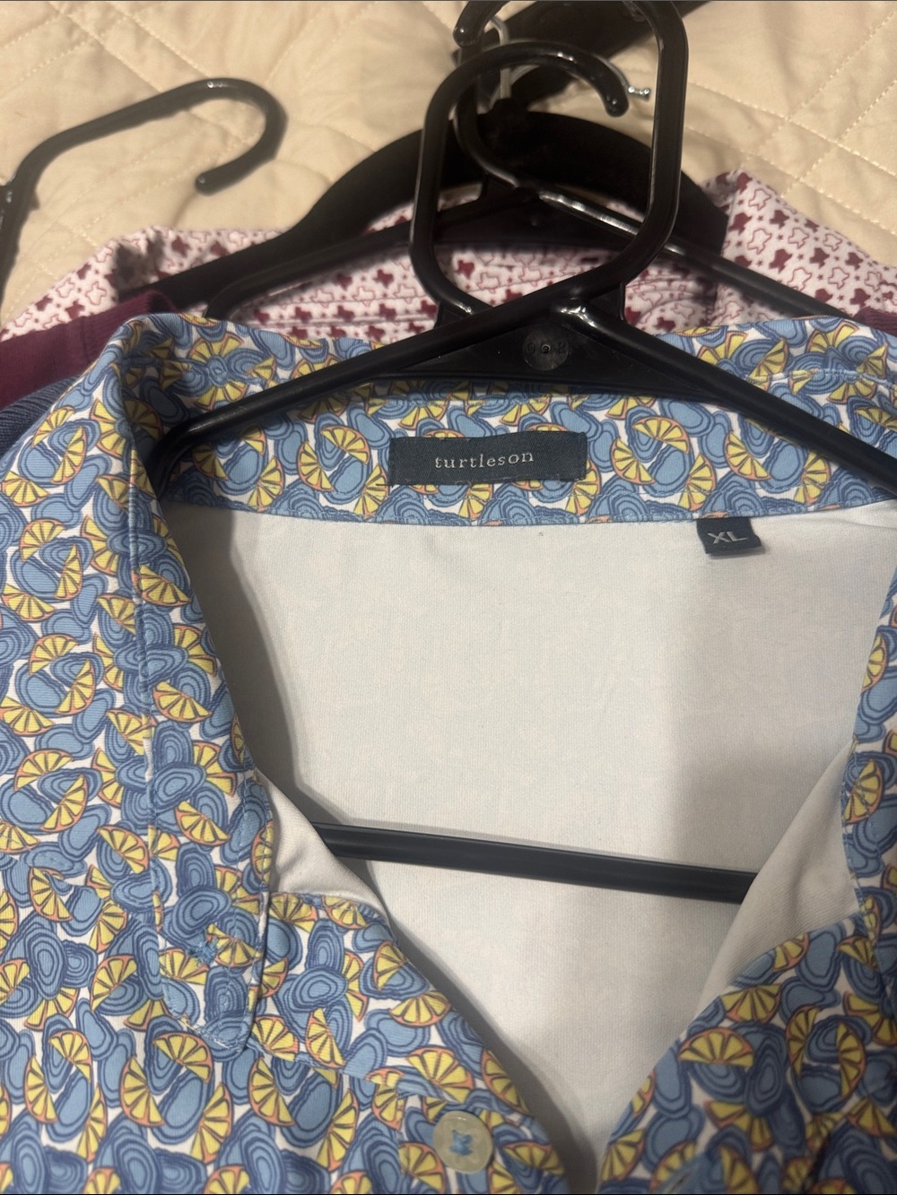 Turtleson Men's Blue & Yellow Patterned Polo Shirt - XL